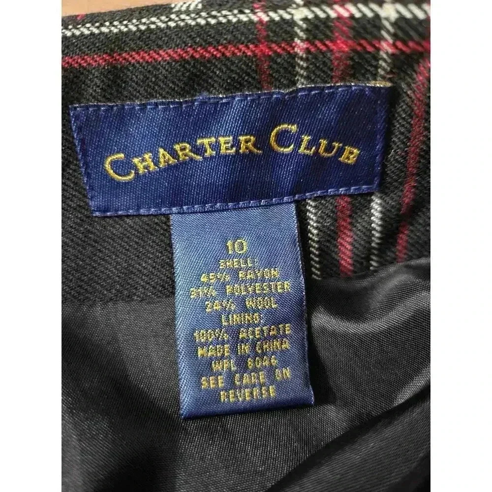 Vintage Charter Club Tartan Plaid Wrap Maxi Skirt Size 10 Wool Blend - Picture 6 of 7